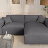 Riess-Ambiente Skandinavisch|Ecksofa > Modernes Ecksofa SIGNATUR 260cm anthrazit Cord beidseitig stellbar inkl. Kissen