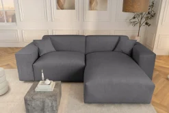 Riess-Ambiente Skandinavisch|Ecksofa > Modernes Ecksofa SIGNATUR 260cm anthrazit Cord beidseitig stellbar inkl. Kissen