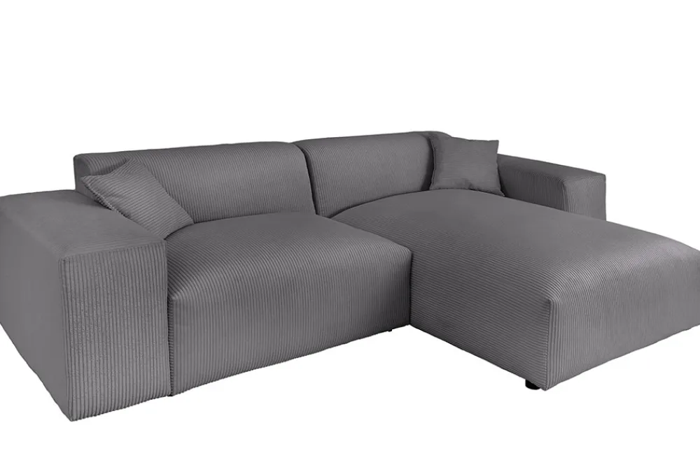 Riess-Ambiente Skandinavisch|Ecksofa > Modernes Ecksofa SIGNATUR 260cm anthrazit Cord beidseitig stellbar inkl. Kissen
