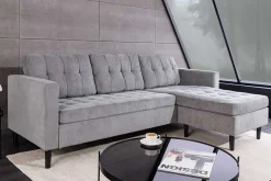 Riess-Ambiente Skandinavisch|Retro Möbel > Modernes Ecksofa STOCKHOLM 220cm grau Cordstoff Federkern 3-Sitzer-Sofa