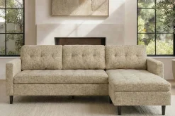 Riess-Ambiente Skandinavisch|Retro Möbel > Modernes Ecksofa STOCKHOLM 220cm beige cozy Veloursstrickstoff Federkern 3-Sitzer-Sofa