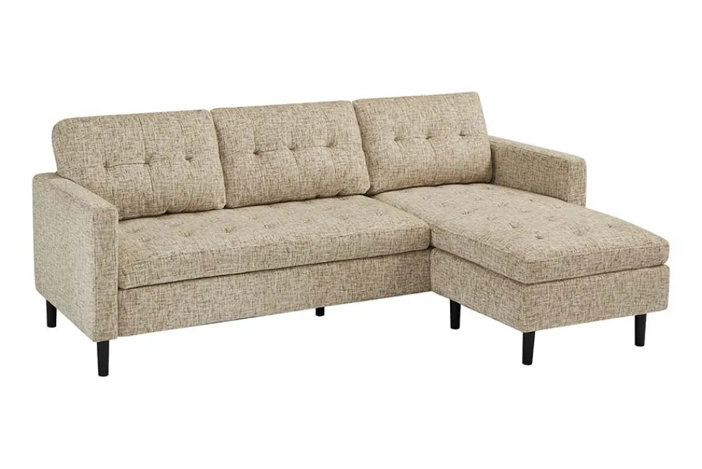 Riess-Ambiente Skandinavisch|Retro Möbel > Modernes Ecksofa STOCKHOLM 220cm beige cozy Veloursstrickstoff Federkern 3-Sitzer-Sofa