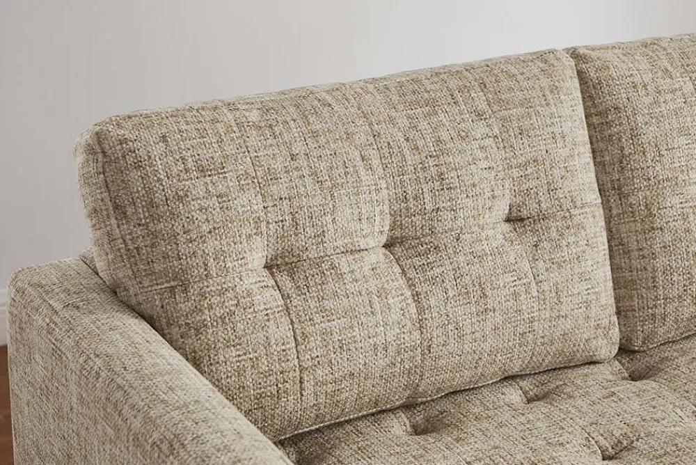 Riess-Ambiente Skandinavisch|Retro Möbel > Modernes Ecksofa STOCKHOLM 220cm beige cozy Veloursstrickstoff Federkern 3-Sitzer-Sofa