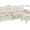 Riess-Ambiente Skandinavisch|Retro Möbel > Modernes Ecksofa STOCKHOLM 220cm grau cozy Veloursstrickstoff Federkern 3-Sitzer-Sofa