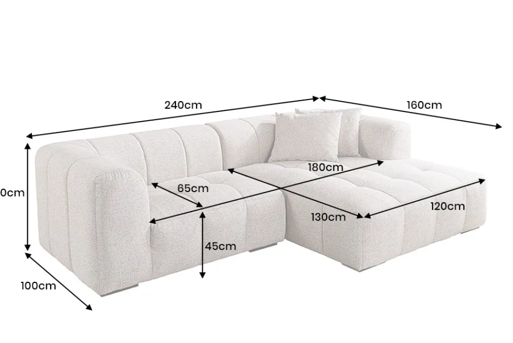Riess-Ambiente Skandinavisch|Ecksofa > Modernes Ecksofa ZERO GRAVITY 240cm graphit beige Strukturstoff 3-Sitzer Couch