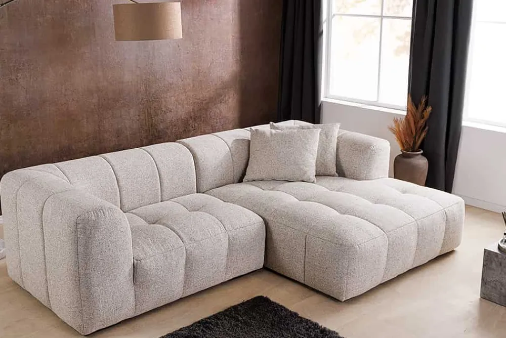 Riess-Ambiente Skandinavisch|Ecksofa > Modernes Ecksofa ZERO GRAVITY 240cm graphit beige Strukturstoff 3-Sitzer Couch