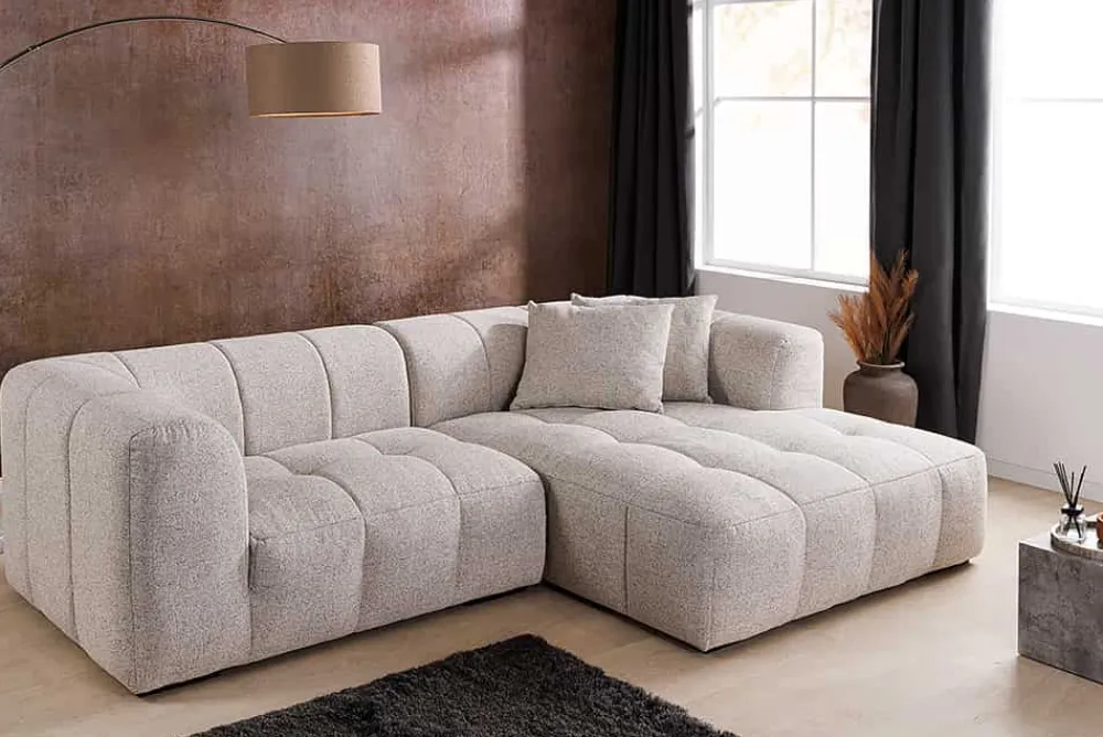 Riess-Ambiente Skandinavisch|Ecksofa > Modernes Ecksofa ZERO GRAVITY 240cm graphit beige Strukturstoff 3-Sitzer Couch
