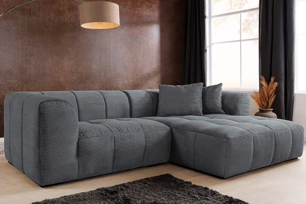 Riess-Ambiente Skandinavisch|Ecksofa > Modernes Ecksofa ZERO GRAVITY 240cm dunkelgrau Cord 3-Sitzer Couch L-Form