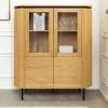 Riess-Ambiente Skandinavisch|Highboards > Modernes Highboard ATELIER 140cm natur Eiche schwarz Metall sechs Fächer