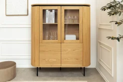 Riess-Ambiente Skandinavisch|Highboards > Modernes Highboard ATELIER 140cm natur Eiche schwarz Metall sechs Fächer