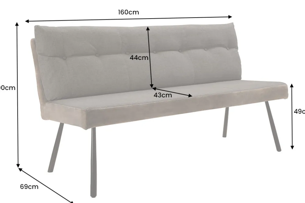Riess-Ambiente Sitzbänke > Moderne Sitzbank BIG GEORGE 160cm taupe Flachgewebe Taschenfederkern schwarz