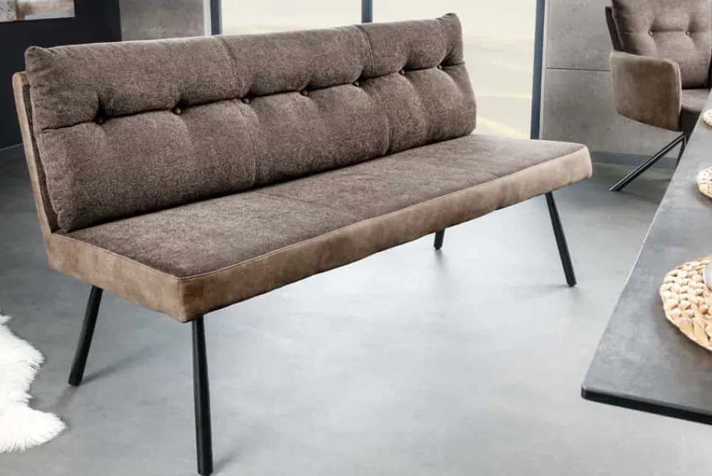Riess-Ambiente Sitzbänke > Moderne Sitzbank BIG GEORGE 160cm taupe Flachgewebe Taschenfederkern schwarz