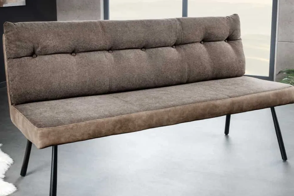 Riess-Ambiente Sitzbänke > Moderne Sitzbank BIG GEORGE 160cm taupe Flachgewebe Taschenfederkern schwarz