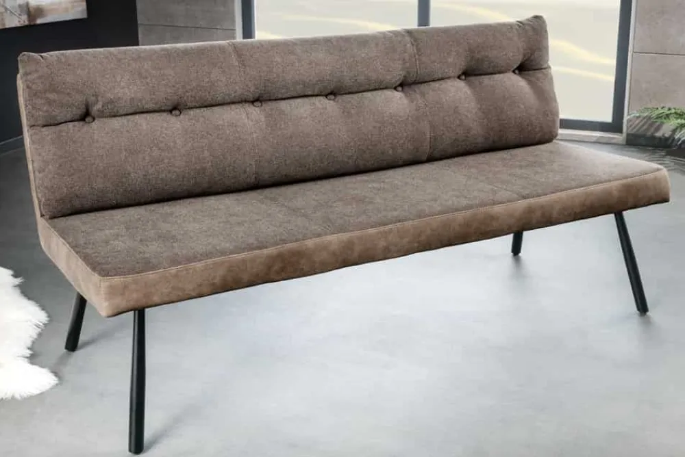 Riess-Ambiente Sitzbänke > Moderne Sitzbank BIG GEORGE 160cm taupe Flachgewebe Taschenfederkern schwarz