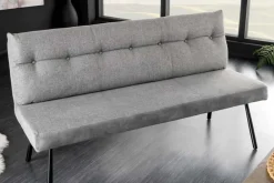 Riess-Ambiente Sitzbänke|Samt Möbel > Moderne Sitzbank BIG GEORGE 160cm grau Samt Strukturstoff Taschenfederkern Metall