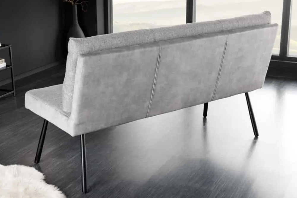 Riess-Ambiente Sitzbänke|Samt Möbel > Moderne Sitzbank BIG GEORGE 160cm grau Samt Strukturstoff Taschenfederkern Metall