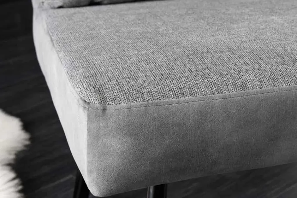 Riess-Ambiente Sitzbänke|Samt Möbel > Moderne Sitzbank BIG GEORGE 160cm grau Samt Strukturstoff Taschenfederkern Metall