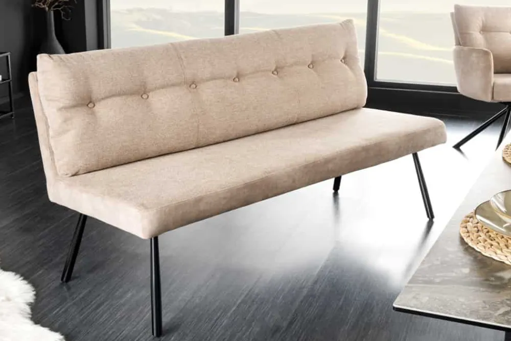 Riess-Ambiente Sitzbänke|Samt Möbel > Moderne Sitzbank BIG GEORGE 160cm champagner beige Samt Strukturstoff Taschenfederkern