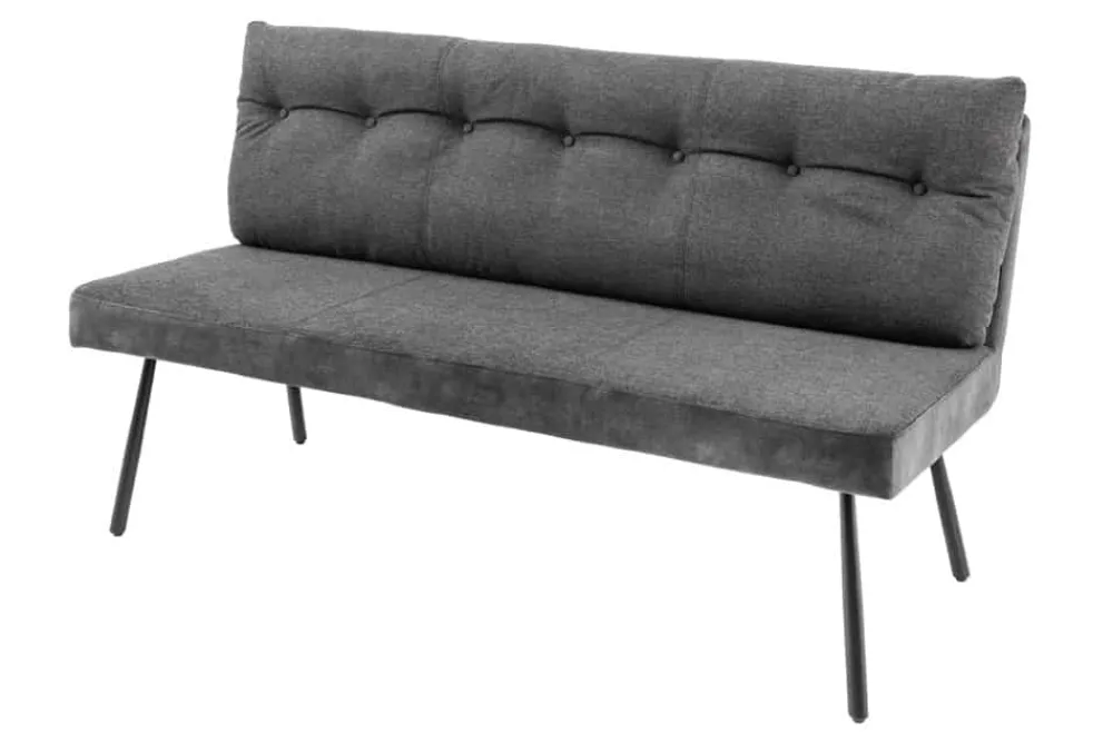 Riess-Ambiente Sitzbänke|Samt Möbel > Moderne Sitzbank BIG GEORGE 160cm anthrazit Samt Strukturstoff Taschenfederkern schwarz