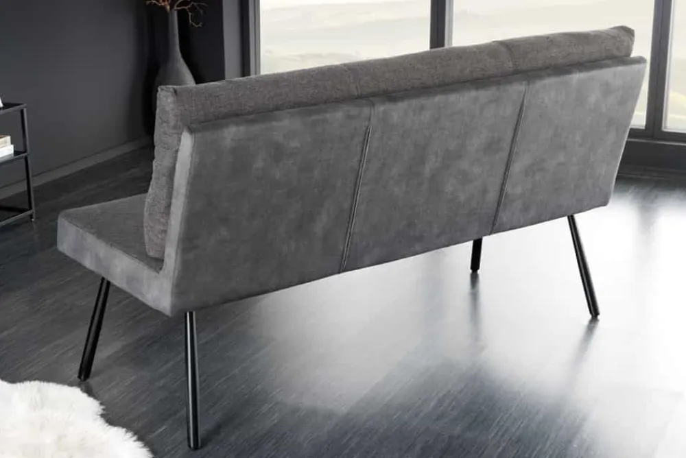 Riess-Ambiente Sitzbänke|Samt Möbel > Moderne Sitzbank BIG GEORGE 160cm anthrazit Samt Strukturstoff Taschenfederkern schwarz