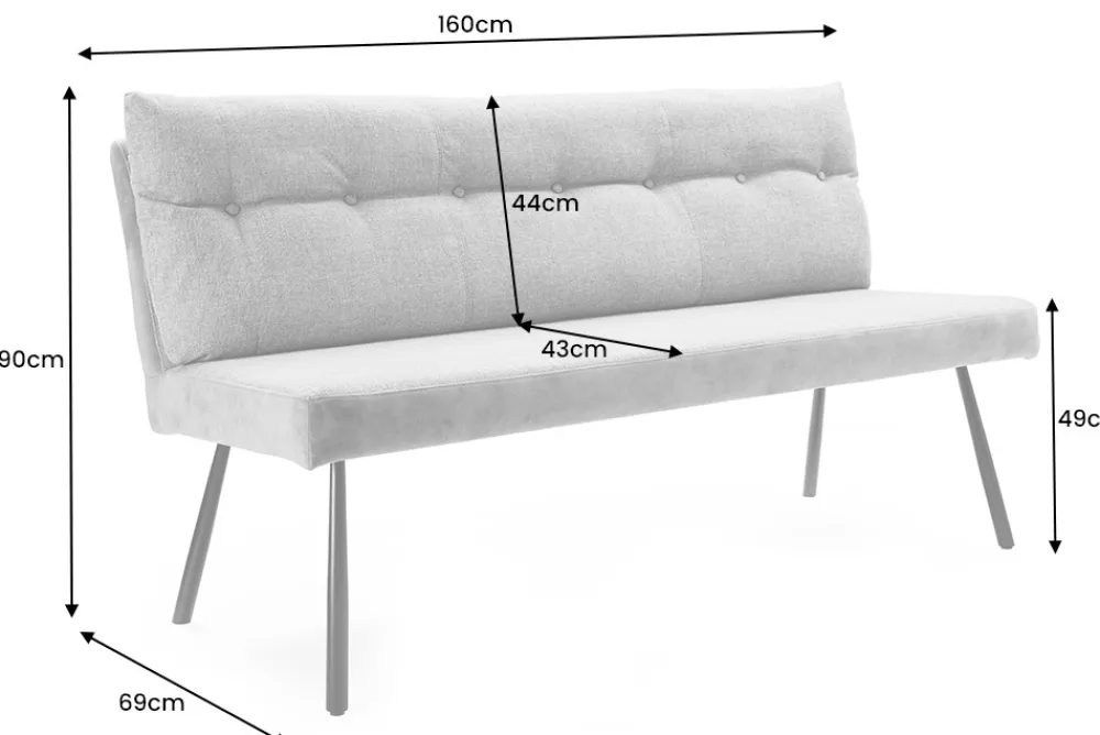 Riess-Ambiente Sitzbänke|Samt Möbel > Moderne Sitzbank BIG GEORGE 160cm anthrazit Samt Strukturstoff Taschenfederkern schwarz