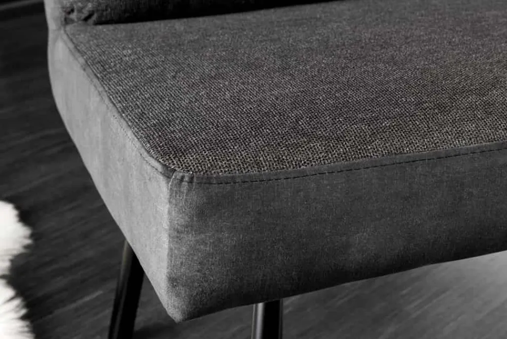 Riess-Ambiente Sitzbänke|Samt Möbel > Moderne Sitzbank BIG GEORGE 160cm anthrazit Samt Strukturstoff Taschenfederkern schwarz