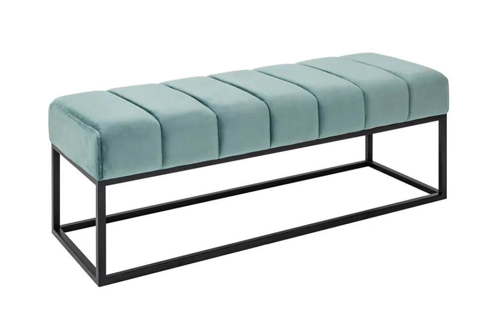 Riess-Ambiente Sitzbänke|Samt Möbel > Moderne Sitzbank PETIT BEAUTÉ 110cm salbei mint Samt schwarzes Gestell