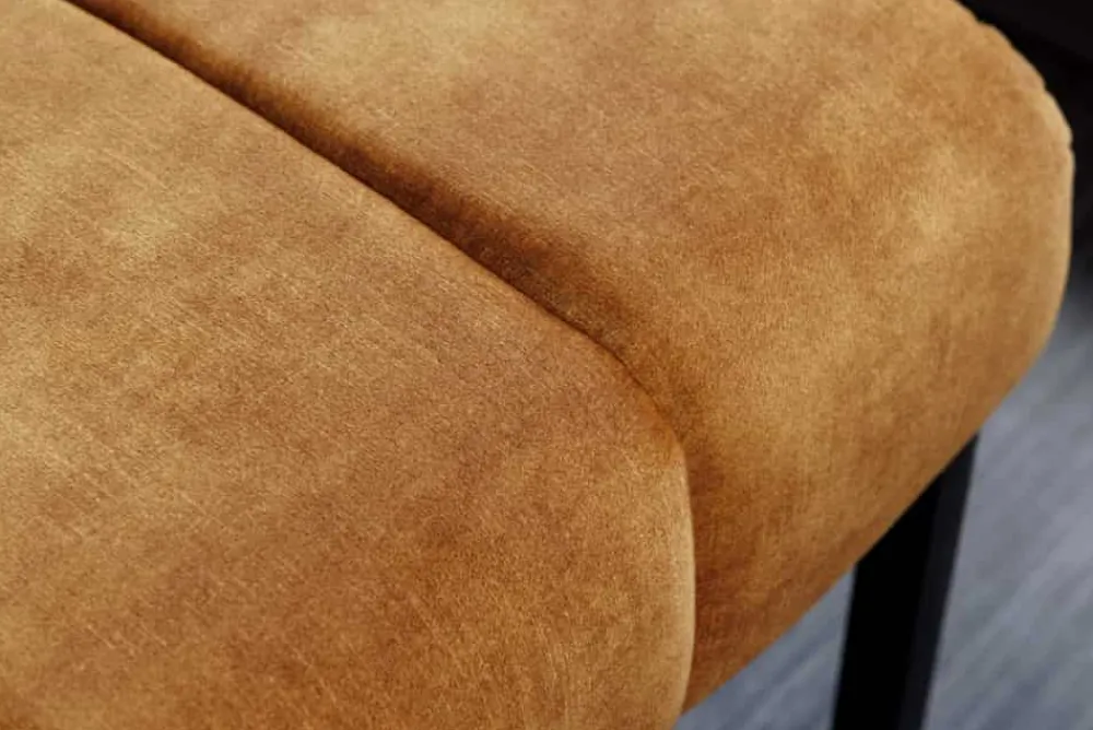 Riess-Ambiente Sitzbänke|Samt Möbel > Moderne Sitzbank PETIT BEAUTÉ 110cm senfgelb Samt schwarzes Metallgestell