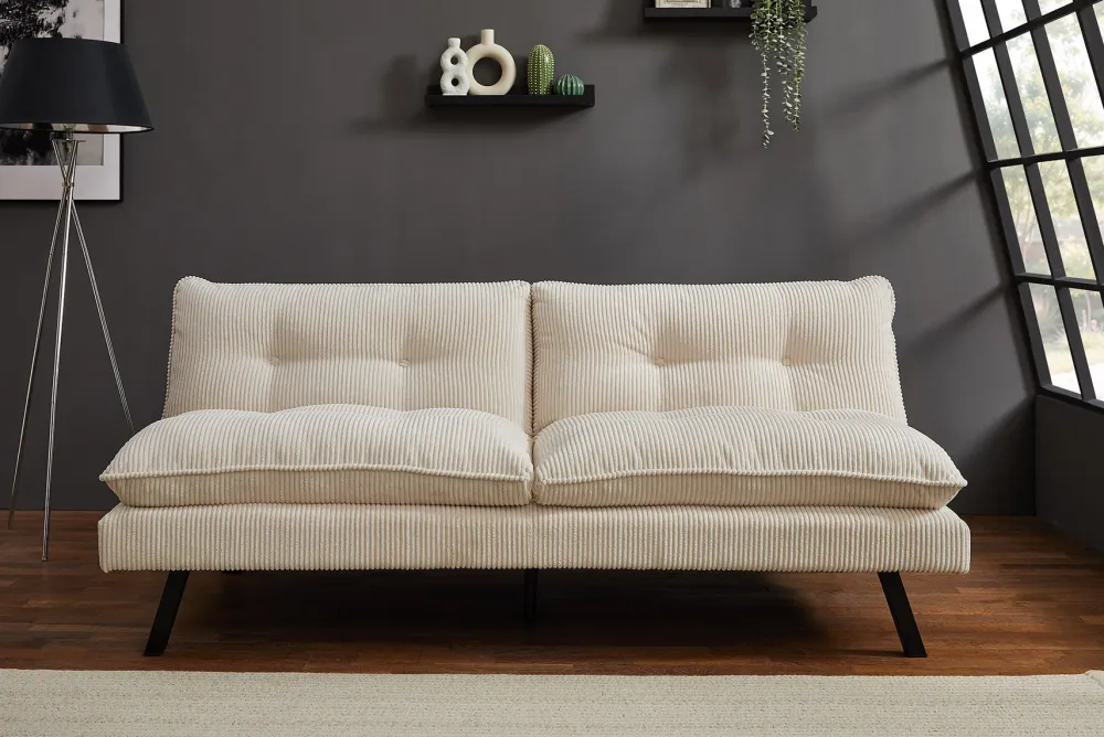 Riess-Ambiente 3-Sitzer Sofa > Modernes Schlafsofa COCOONING 190cm beige Cord 3-Sitzer Couch