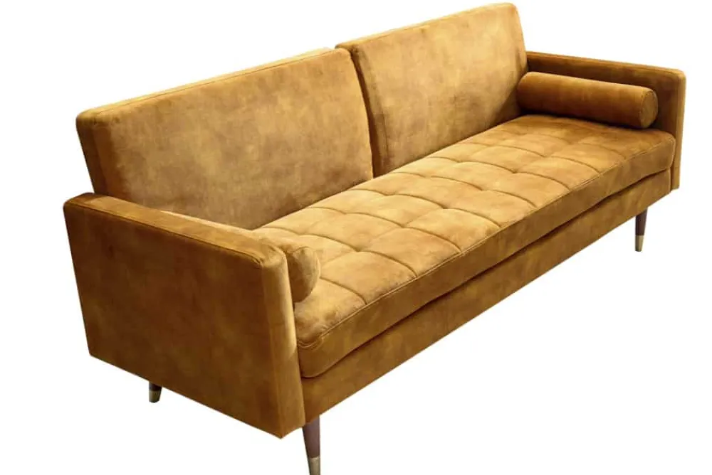 Riess-Ambiente Industrial Loft|Retro Möbel > Modernes Schlafsofa COUTURE 200cm senfgelb Microvelours 3-Sitzer Couch mit Schlaffunktion
