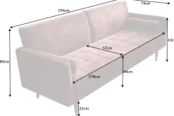 Riess-Ambiente Retro Möbel|3-Sitzer Sofa > Modernes Schlafsofa COUTURE 200cm altrosa Microvelours 3-Sitzer Couch mit Schlaffunktion