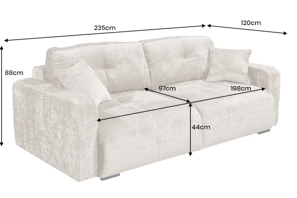 Riess-Ambiente Skandinavisch|3-Sitzer Sofa > Modernes Schlafsofa DIAMOND 235cm taupe Chenille Cremona mit Stauraum 3-Sitzer Couch