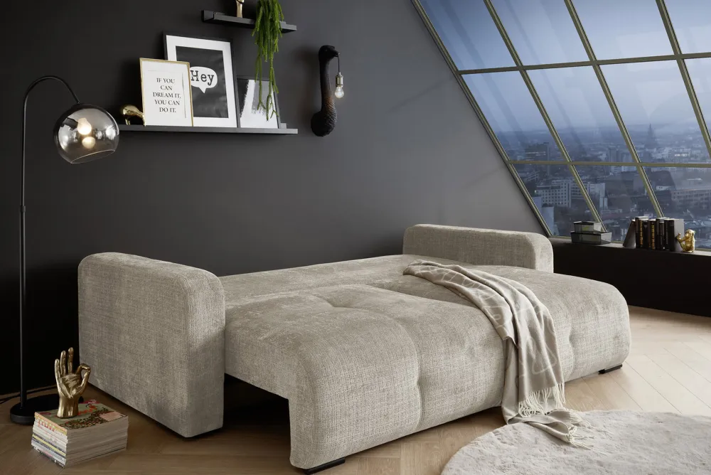 Riess-Ambiente Skandinavisch|3-Sitzer Sofa > Modernes Schlafsofa DIAMOND 235cm taupe Chenille Cremona mit Stauraum 3-Sitzer Couch