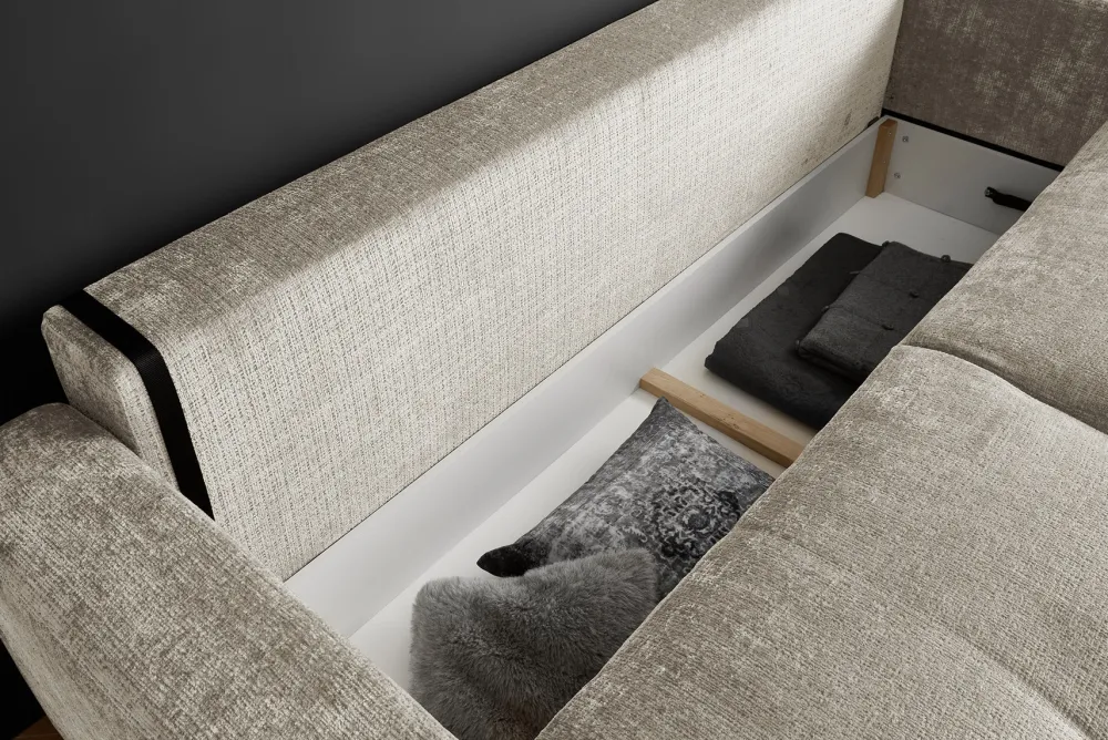 Riess-Ambiente Skandinavisch|3-Sitzer Sofa > Modernes Schlafsofa DIAMOND 235cm taupe Chenille Cremona mit Stauraum 3-Sitzer Couch