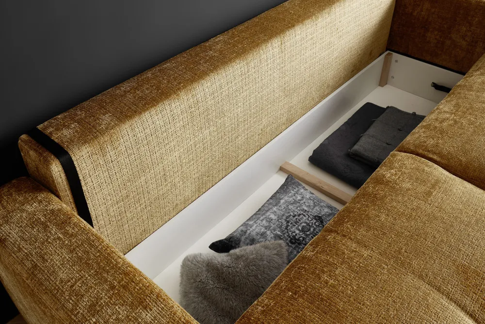Riess-Ambiente Skandinavisch|3-Sitzer Sofa > Modernes Schlafsofa DIAMOND 235cm senfgelb Chenille Cremona mit Stauraum 3-Sitzer Couch