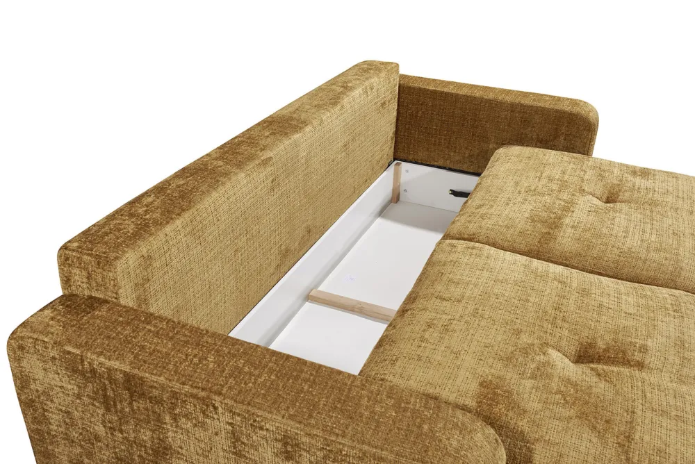 Riess-Ambiente Skandinavisch|3-Sitzer Sofa > Modernes Schlafsofa DIAMOND 235cm senfgelb Chenille Cremona mit Stauraum 3-Sitzer Couch