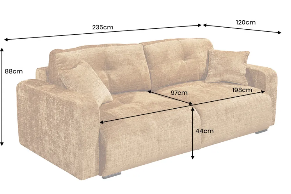 Riess-Ambiente Skandinavisch|3-Sitzer Sofa > Modernes Schlafsofa DIAMOND 235cm senfgelb Chenille Cremona mit Stauraum 3-Sitzer Couch