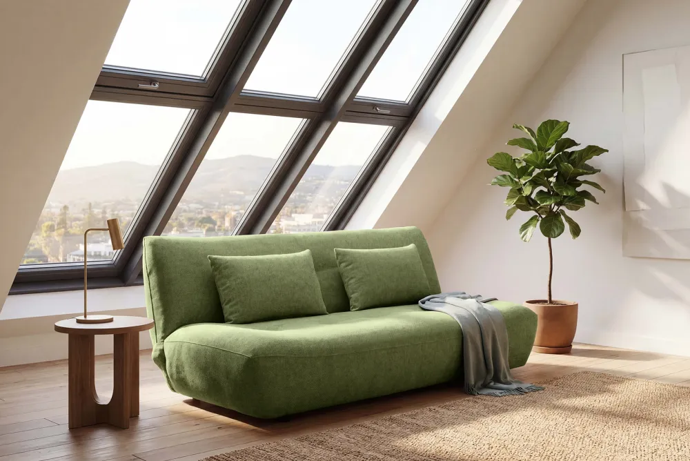 Riess-Ambiente Skandinavisch|3-Sitzer Sofa > Modernes Schlafsofa ELYPSE 200cm grün Chenille 3-Sitzer Couch inkl. Kissen