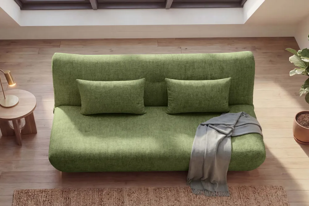 Riess-Ambiente Skandinavisch|3-Sitzer Sofa > Modernes Schlafsofa ELYPSE 200cm grün Chenille 3-Sitzer Couch inkl. Kissen