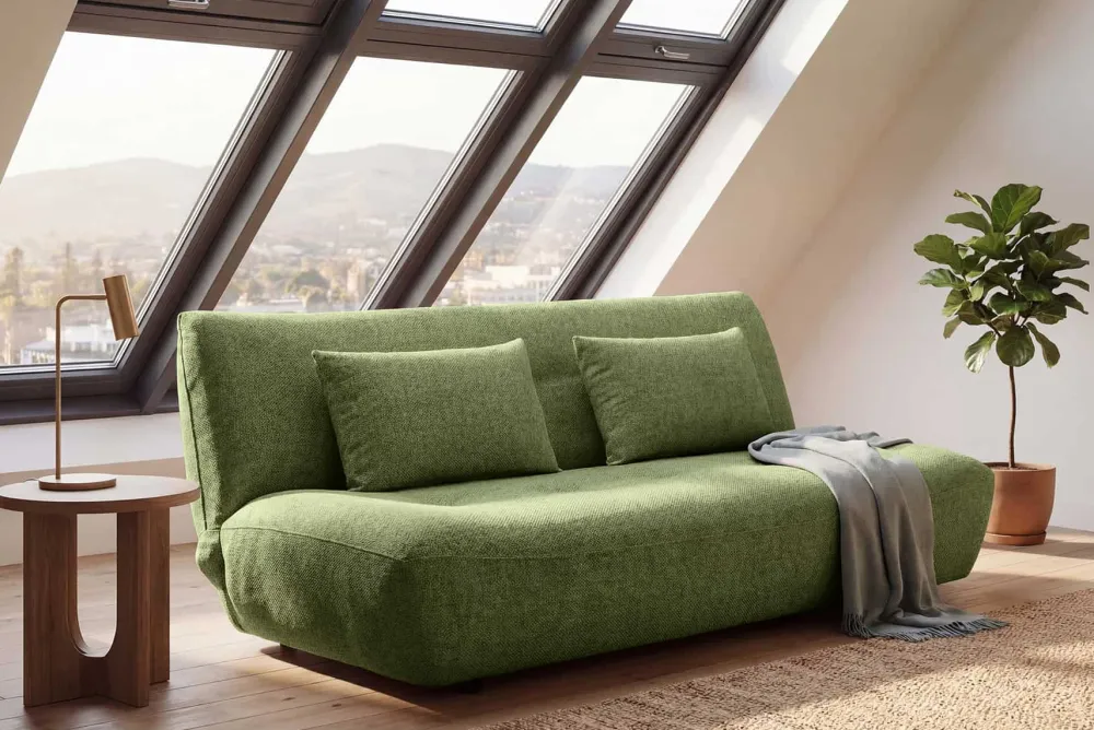 Riess-Ambiente Skandinavisch|3-Sitzer Sofa > Modernes Schlafsofa ELYPSE 200cm grün Chenille 3-Sitzer Couch inkl. Kissen