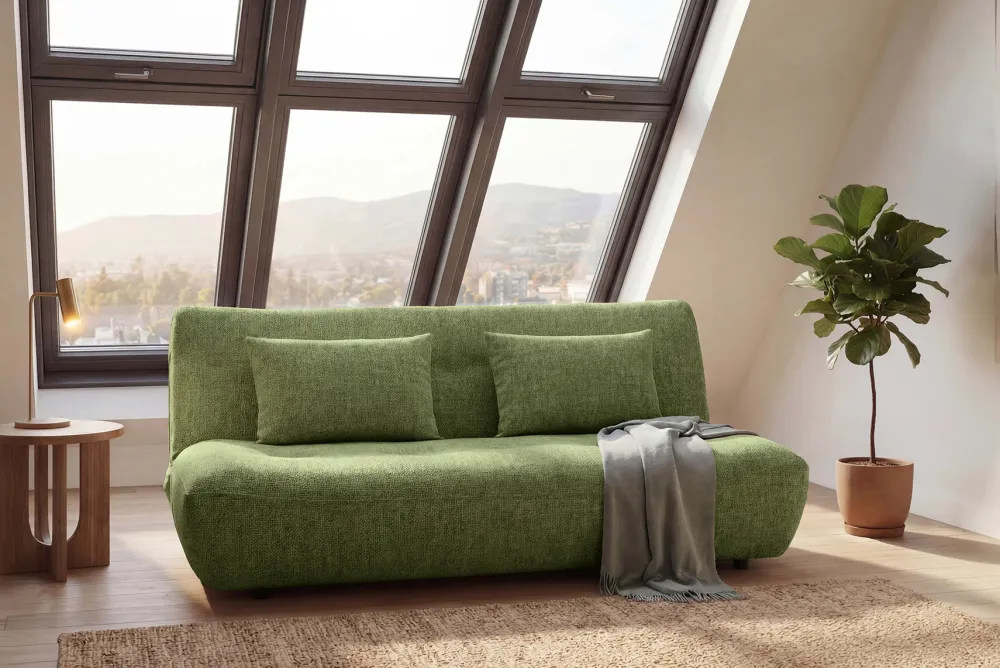 Riess-Ambiente Skandinavisch|3-Sitzer Sofa > Modernes Schlafsofa ELYPSE 200cm grün Chenille 3-Sitzer Couch inkl. Kissen