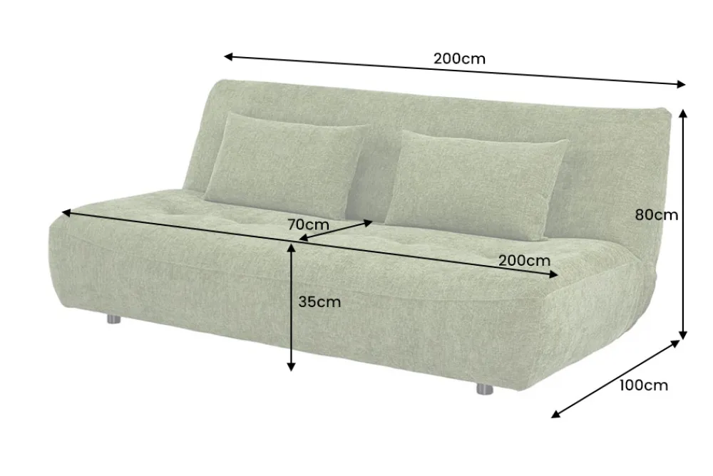 Riess-Ambiente Skandinavisch|3-Sitzer Sofa > Modernes Schlafsofa ELYPSE 200cm grün Chenille 3-Sitzer Couch inkl. Kissen