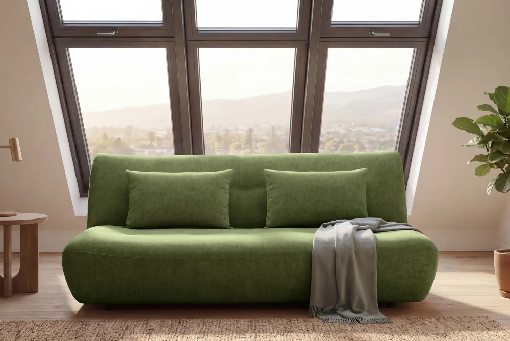 Riess-Ambiente Skandinavisch|3-Sitzer Sofa > Modernes Schlafsofa ELYPSE 200cm grün Chenille 3-Sitzer Couch inkl. Kissen