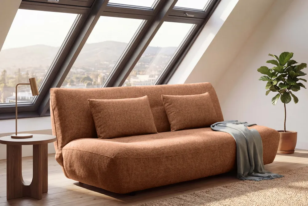 Riess-Ambiente Skandinavisch|3-Sitzer Sofa > Modernes Schlafsofa ELYPSE 200cm rostbraun Chenillestoff 3-Sitzer Couch inkl. Kissen