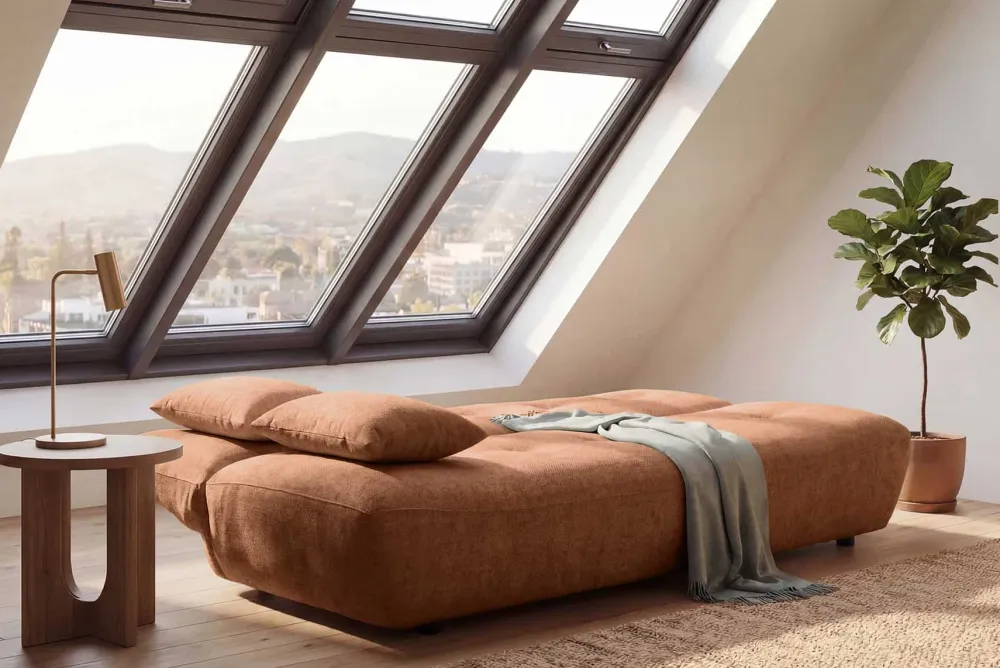 Riess-Ambiente Skandinavisch|3-Sitzer Sofa > Modernes Schlafsofa ELYPSE 200cm rostbraun Chenillestoff 3-Sitzer Couch inkl. Kissen