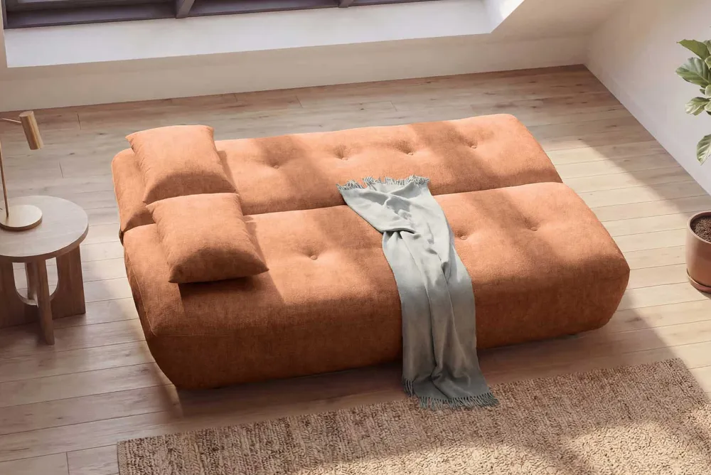 Riess-Ambiente Skandinavisch|3-Sitzer Sofa > Modernes Schlafsofa ELYPSE 200cm rostbraun Chenillestoff 3-Sitzer Couch inkl. Kissen