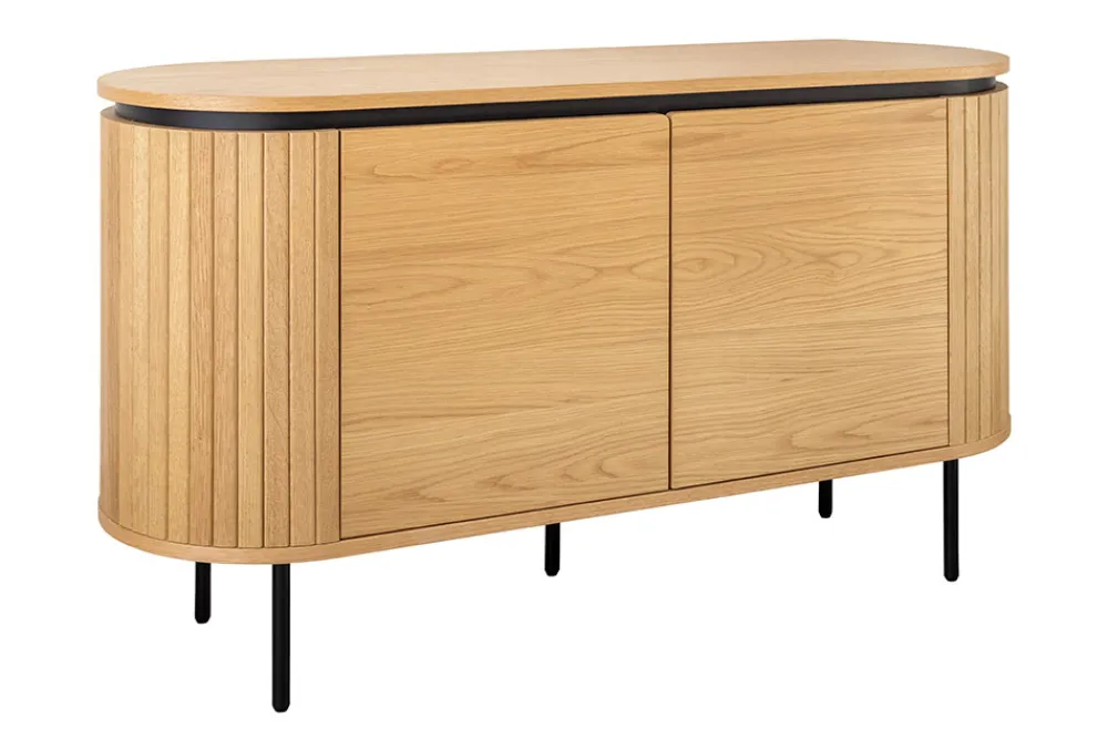 Riess-Ambiente Skandinavisch|Industrial Loft > Modernes Sideboard ATELIER 120cm natur Eiche schwarz Metall vier Fächer
