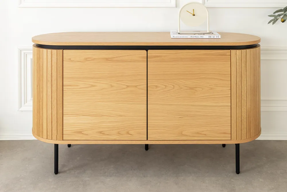 Riess-Ambiente Skandinavisch|Industrial Loft > Modernes Sideboard ATELIER 120cm natur Eiche schwarz Metall vier Fächer