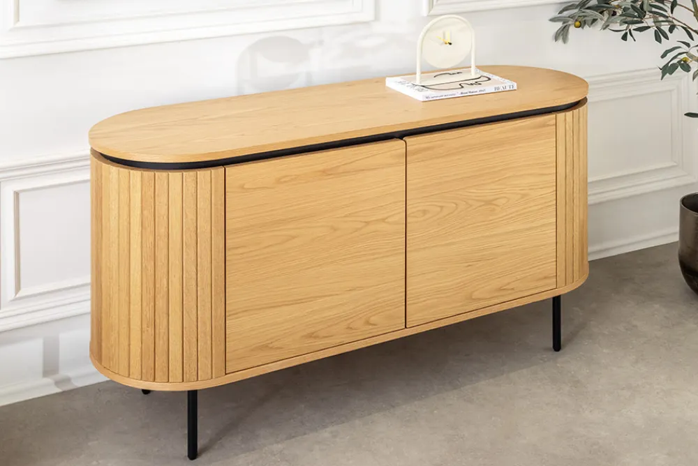 Riess-Ambiente Skandinavisch|Industrial Loft > Modernes Sideboard ATELIER 120cm natur Eiche schwarz Metall vier Fächer