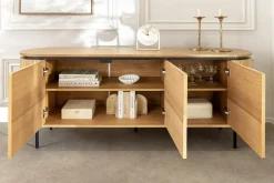Riess-Ambiente Skandinavisch|Industrial Loft > Modernes Sideboard ATELIER 160cm natur Eiche schwarz Metall vier Fächer